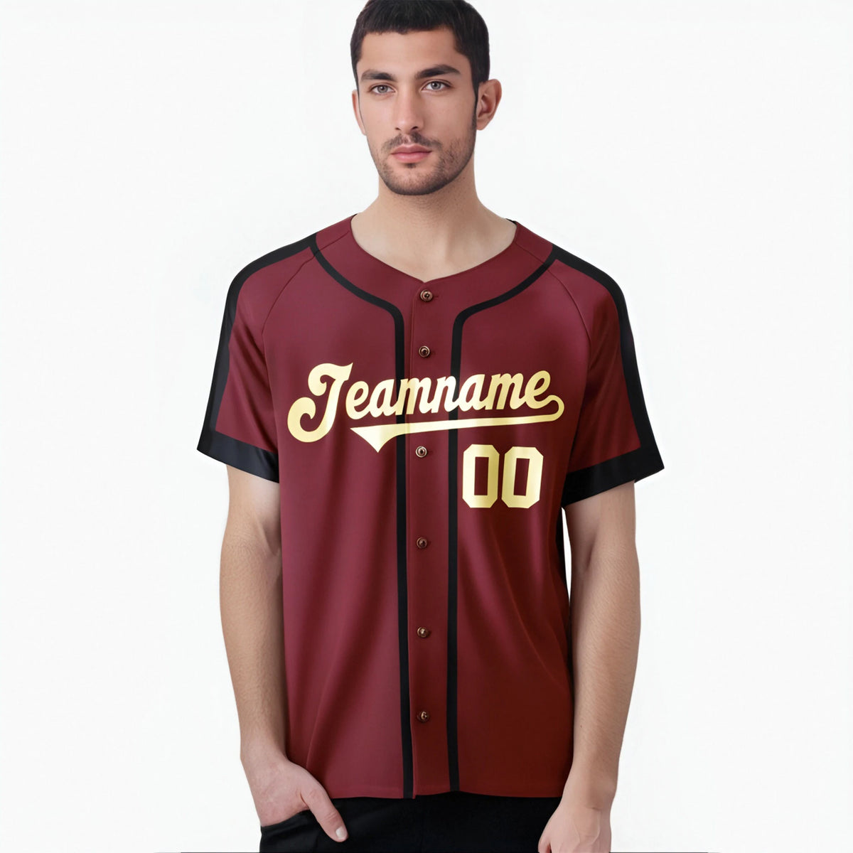 Custom Crimson Old Glod Black Baseball Jersey
