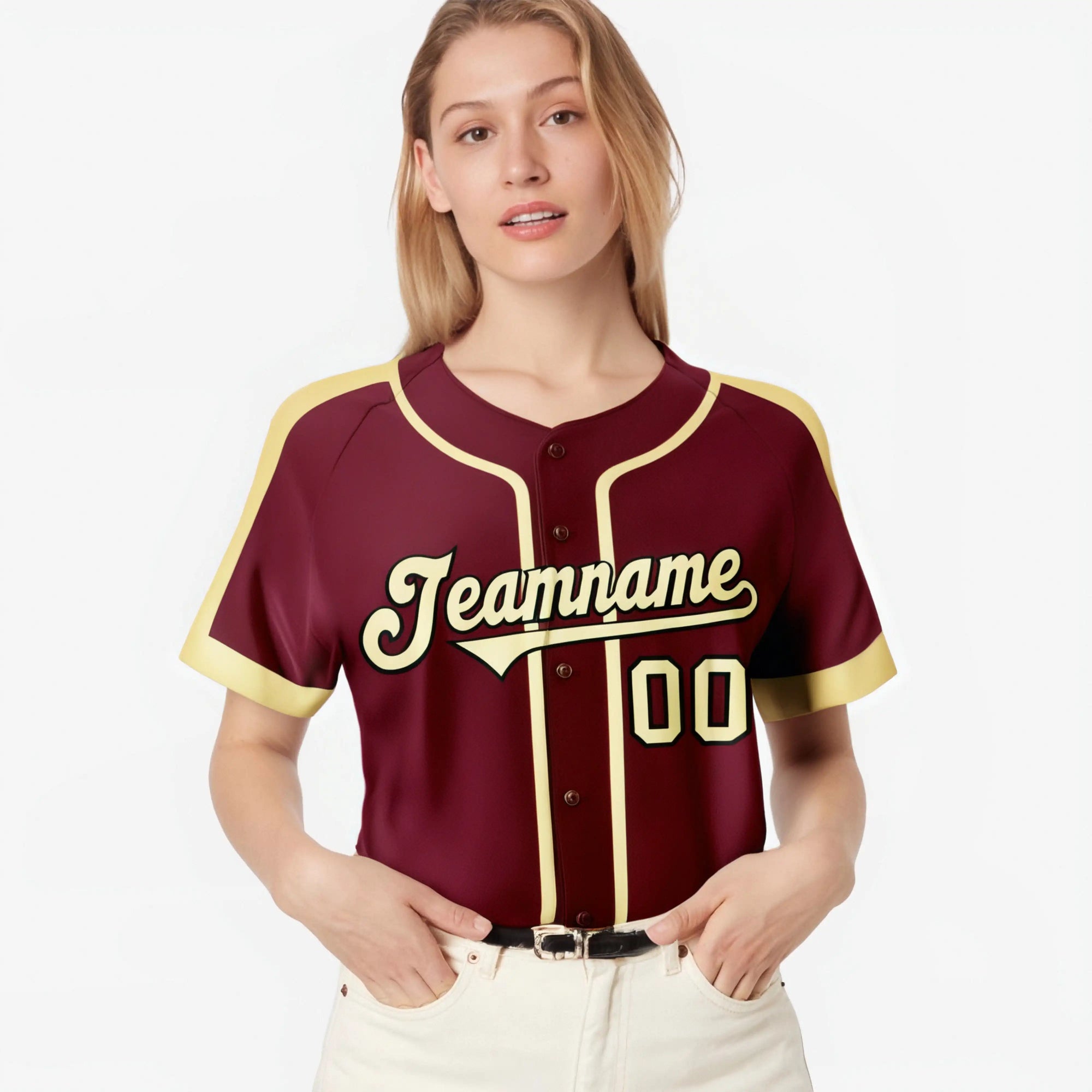 Custom Crimson Khaki Black Baseball Jersey