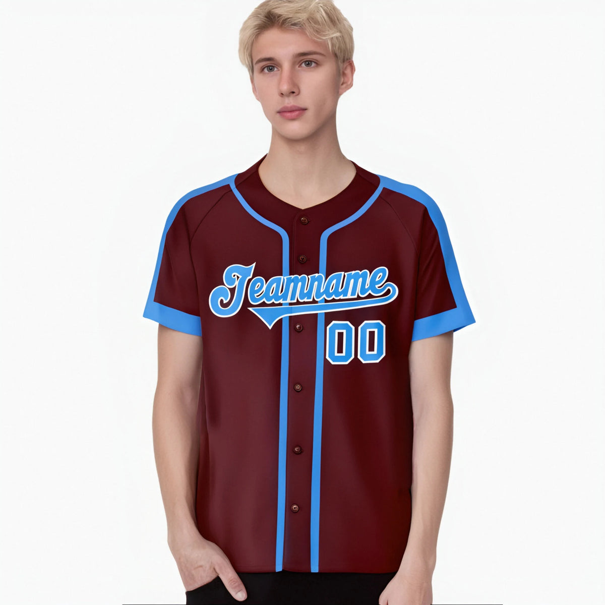 Custom Crimson Blue White Baseball Jersey