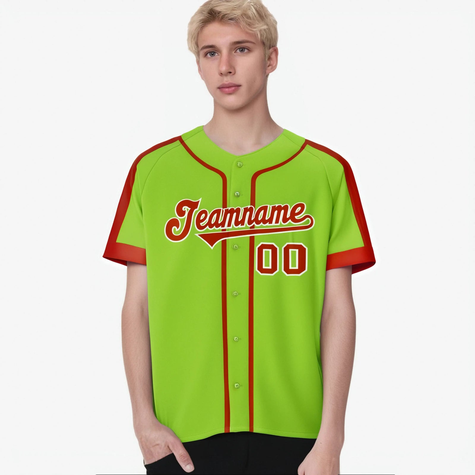Custom Green Red White Baseball Jersey