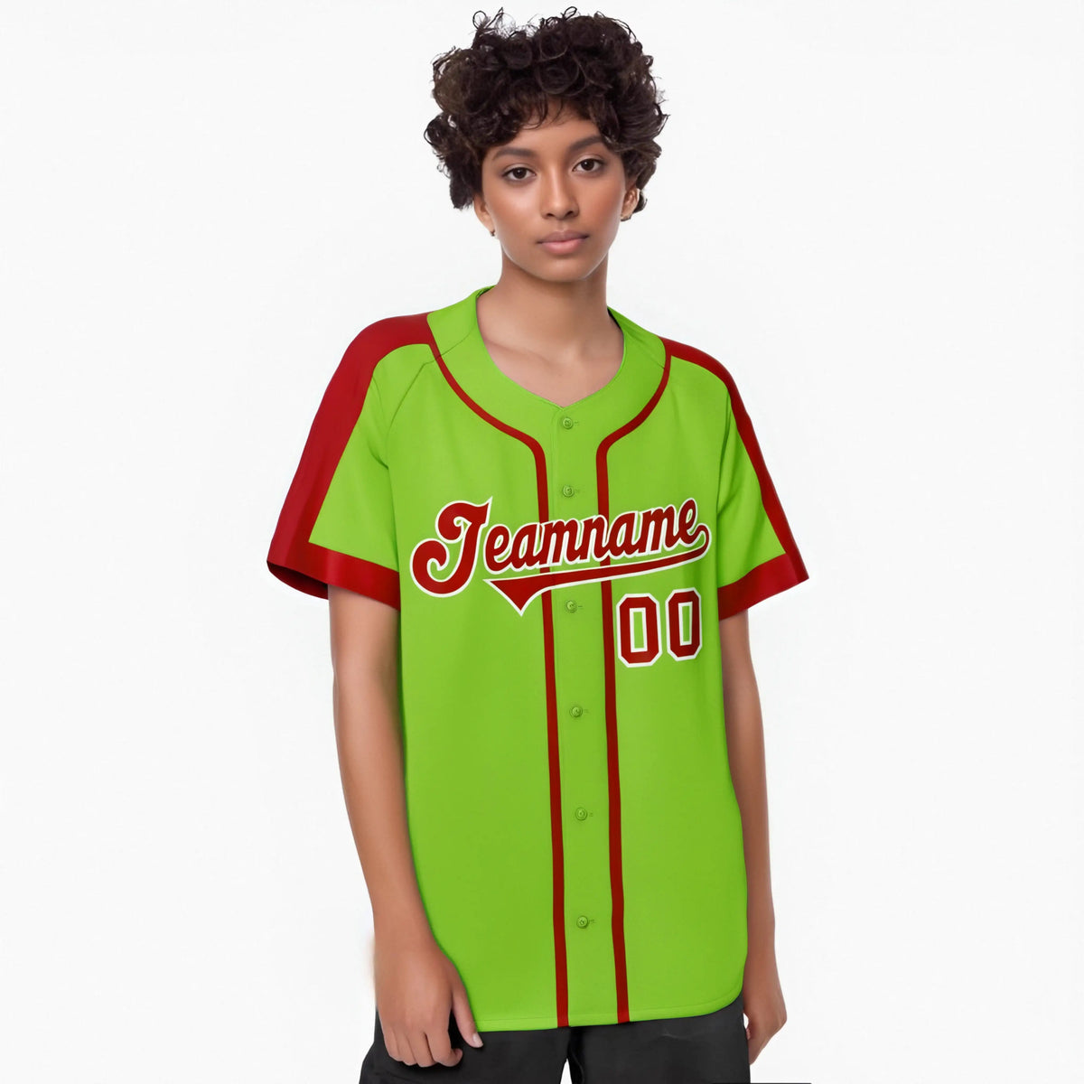 Custom Green Red White Baseball Jersey