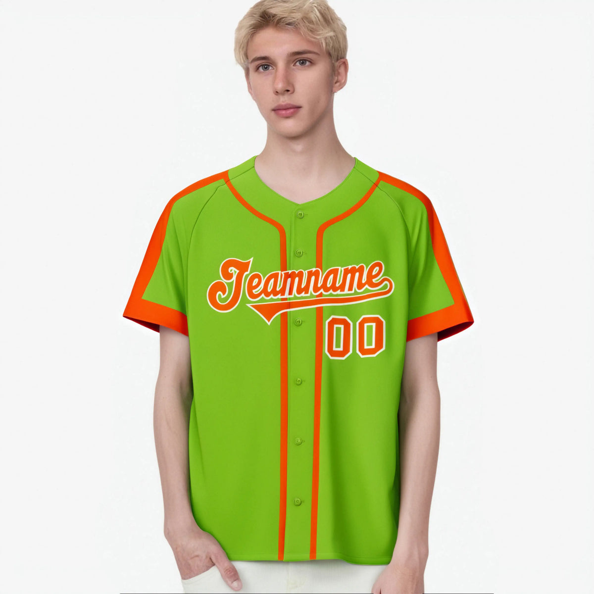 Custom Green Orange White Baseball Jersey