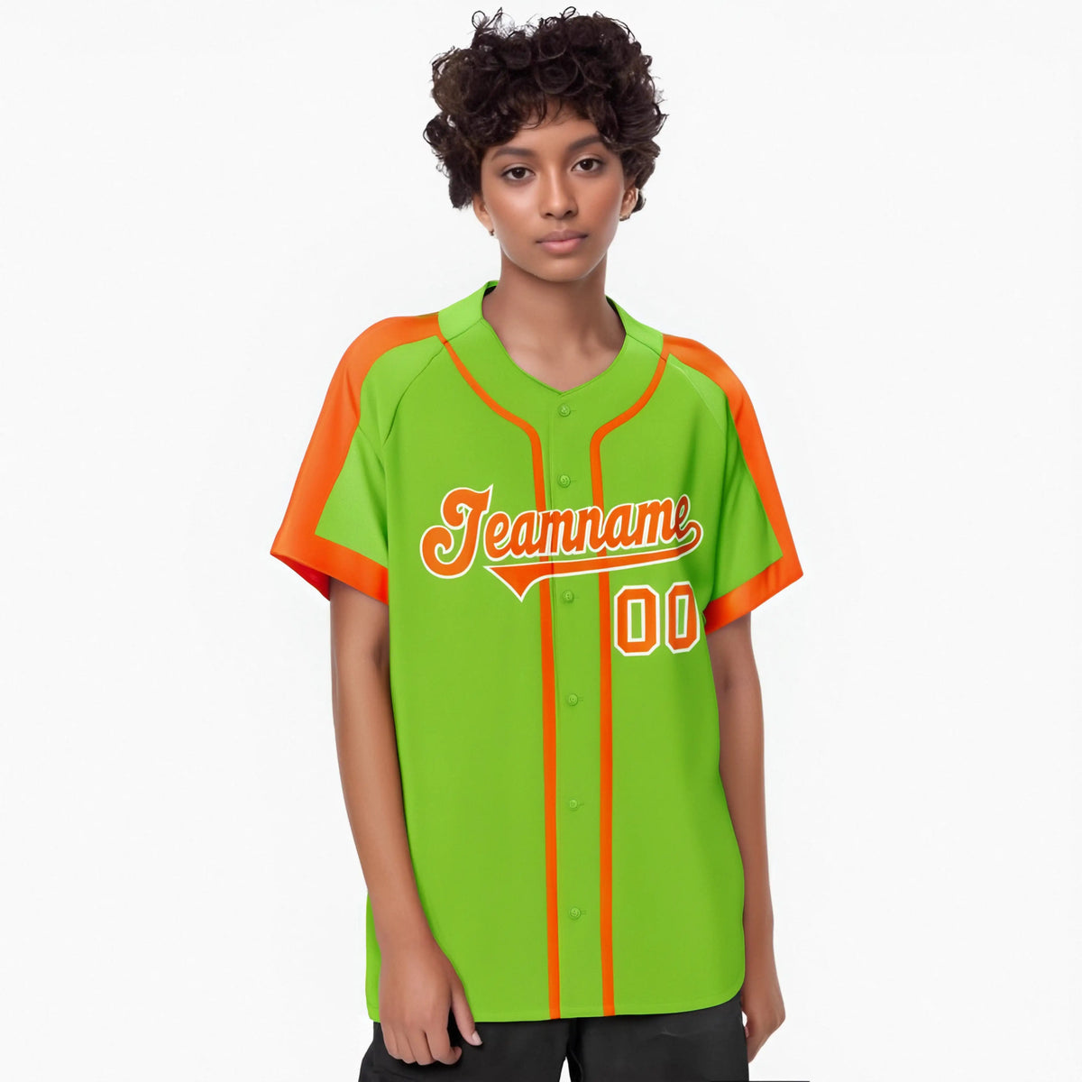 Custom Green Orange White Baseball Jersey