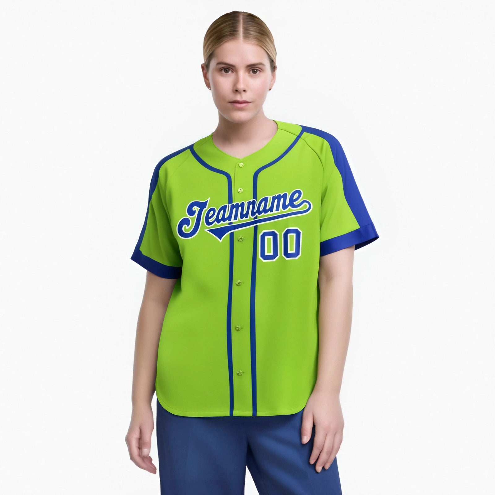 Custom Green Blue White Baseball Jersey