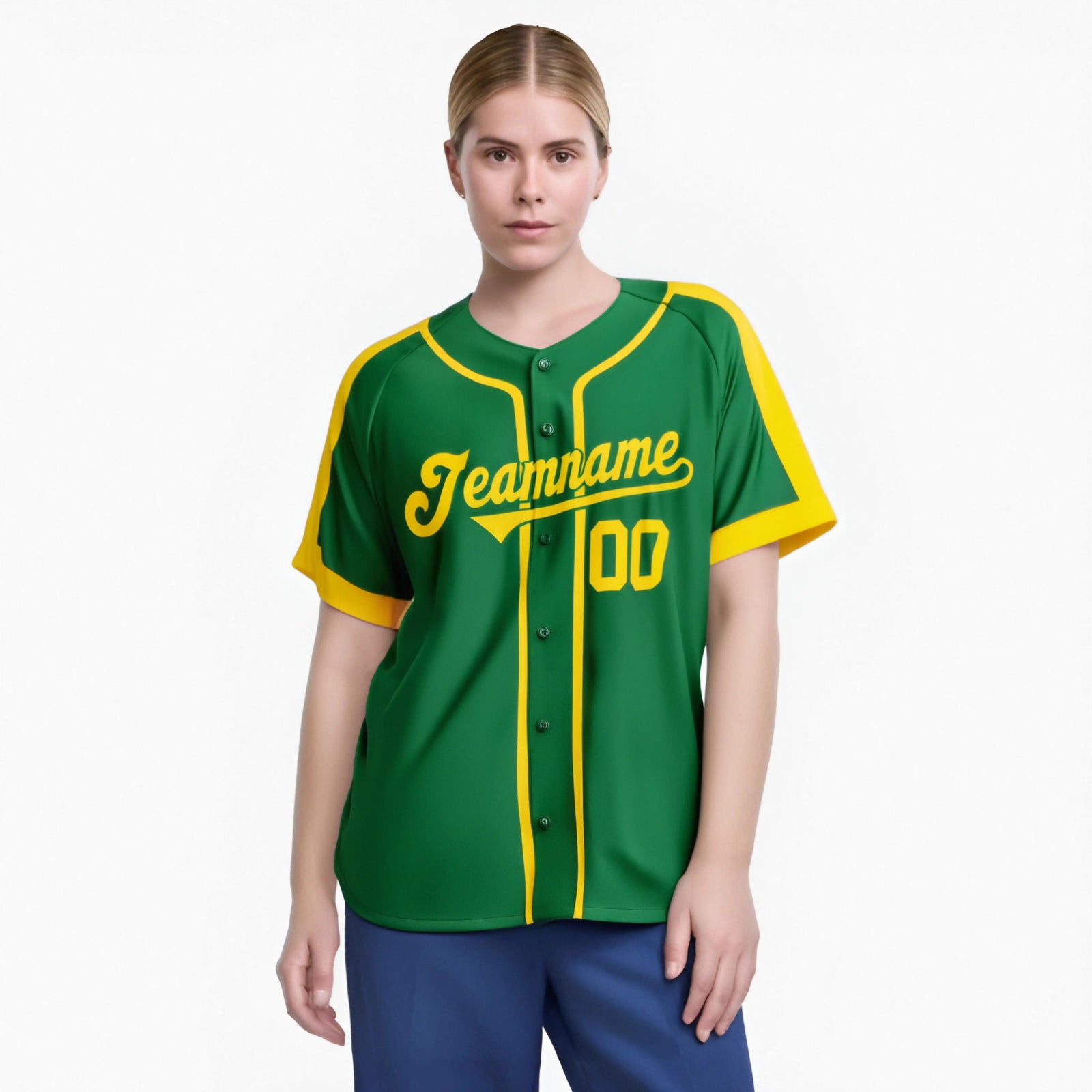 Custom Kelly Green Yellow Baseball Jersey