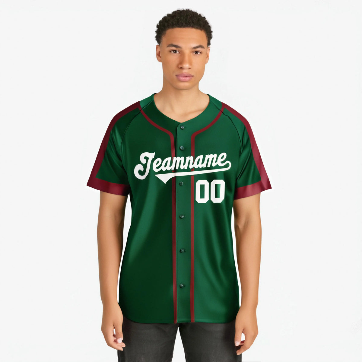 Custom Kelly Green Crimson White Baseball Jersey