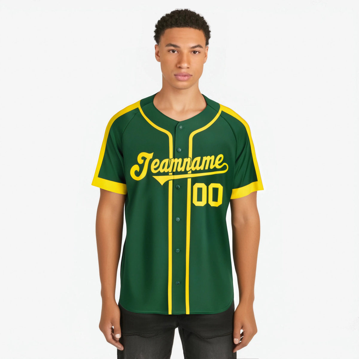 Custom Green Yellow Baseball Jersey