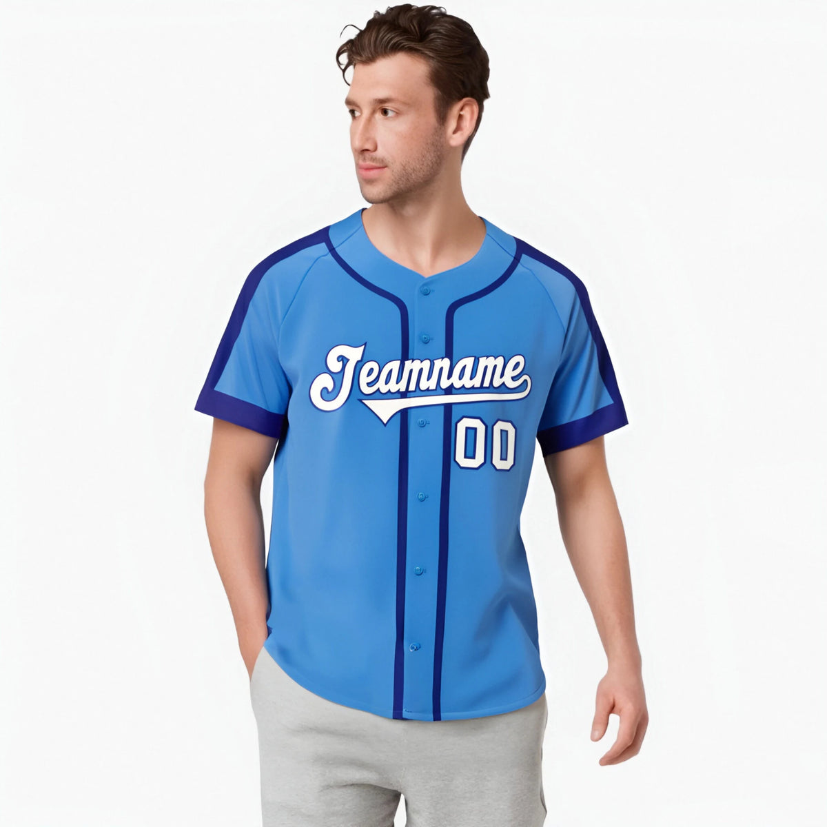 Custom Powder Blue White Baseball Jersey