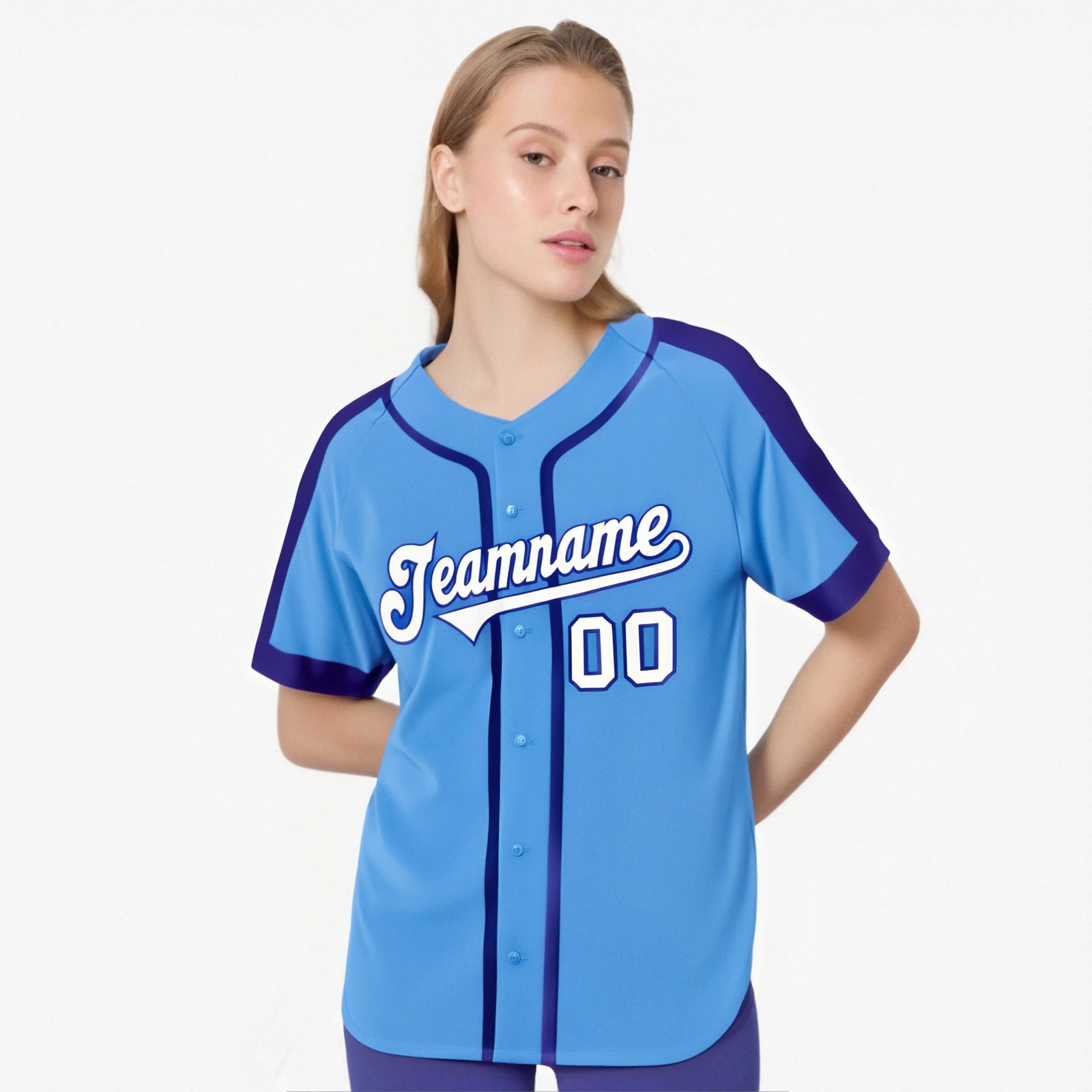 Custom Powder Blue White Baseball Jersey