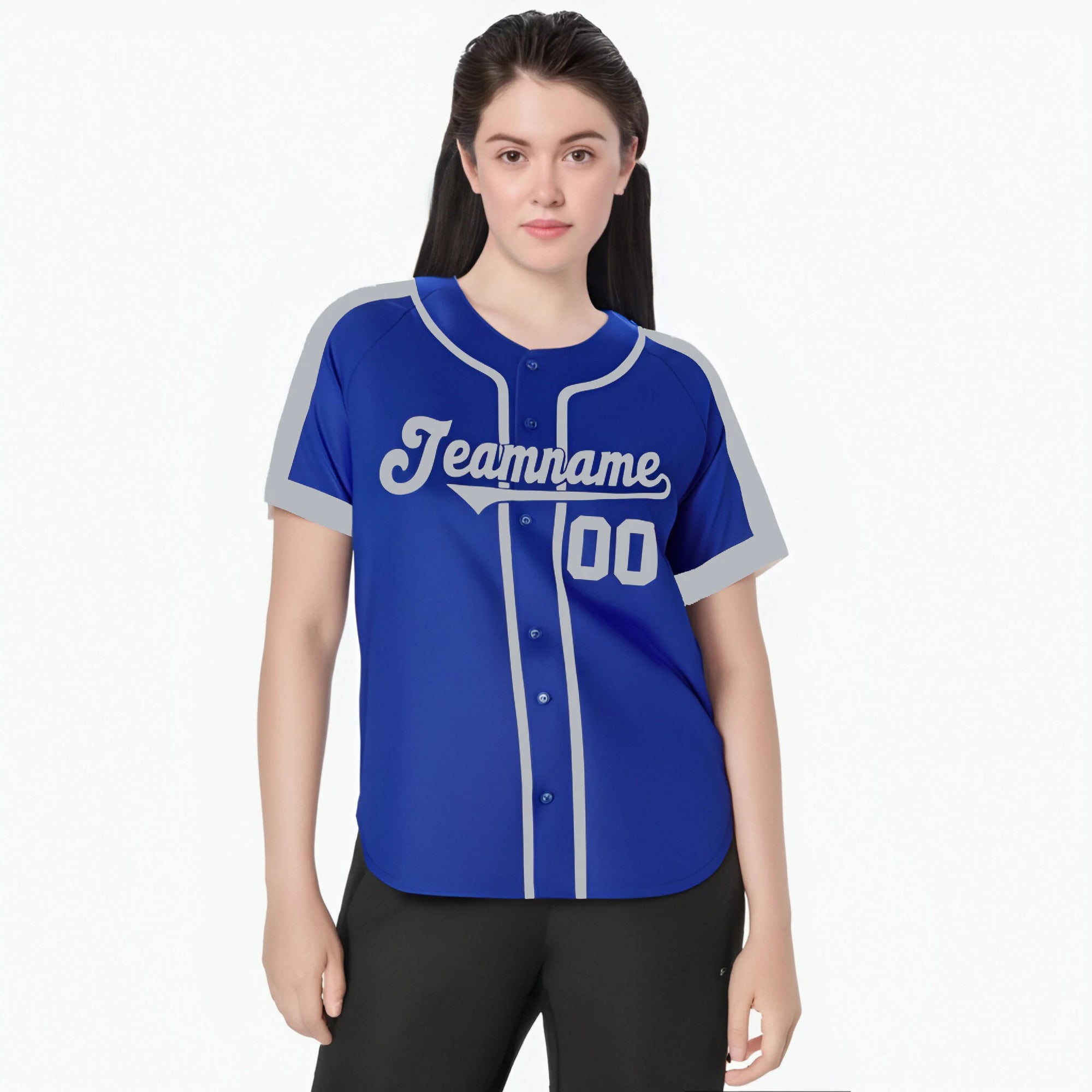 Custom Royal Blue Gray Baseball Jersey