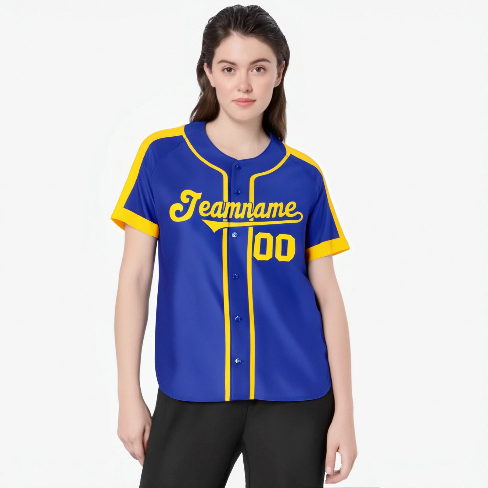 Custom Royal Blue Yellow Baseball Jersey