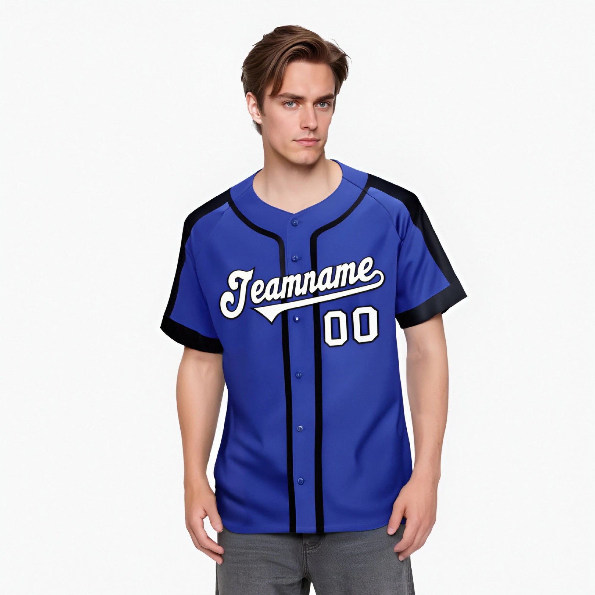 Custom Royal Blue Navy White Baseball Jersey