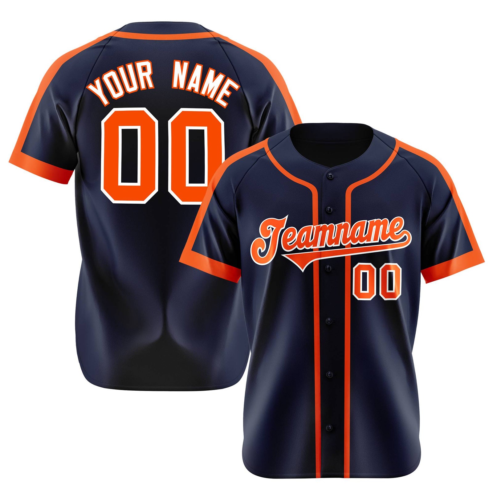 Custom Navy Orange White Baseball Jersey