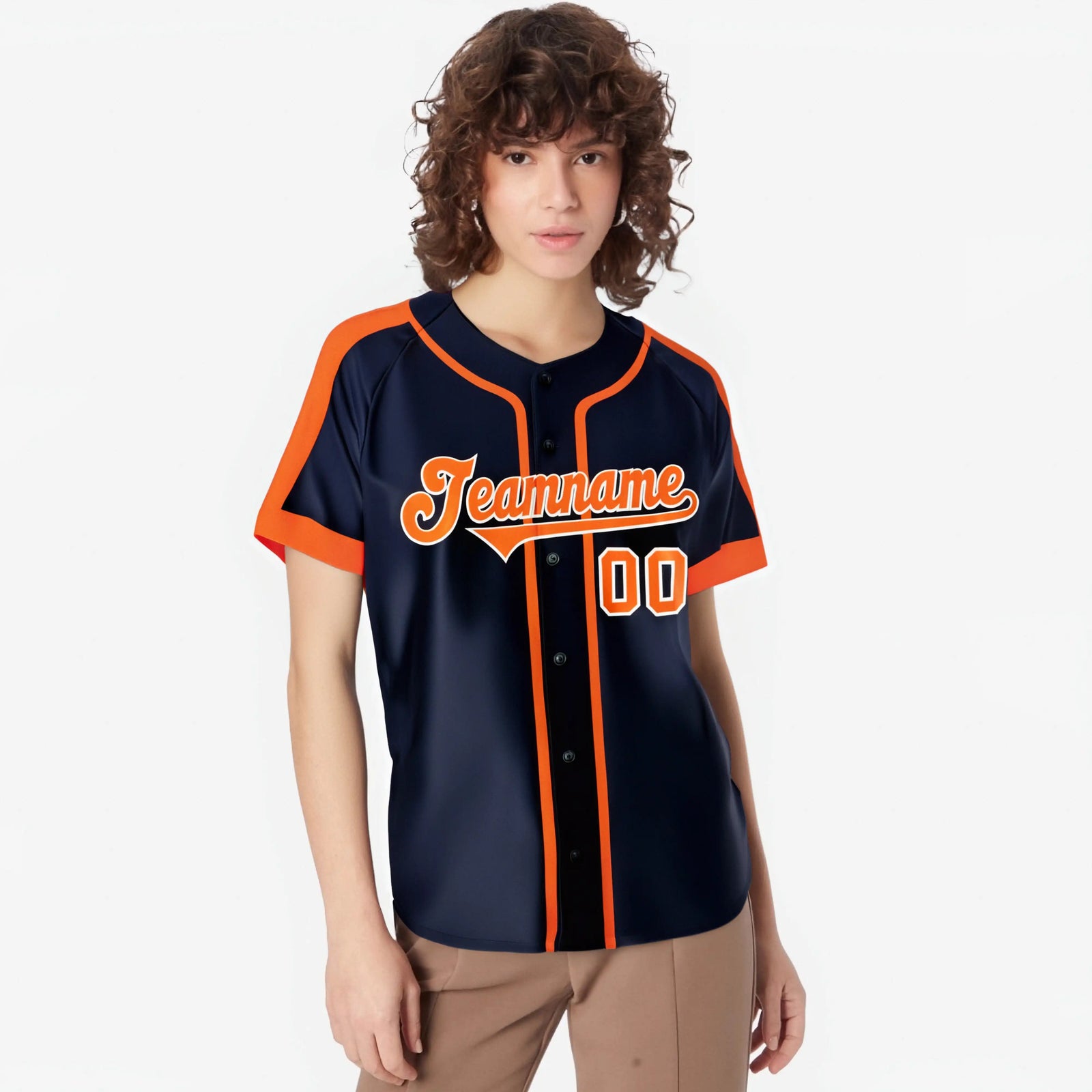 Custom Navy Orange White Baseball Jersey
