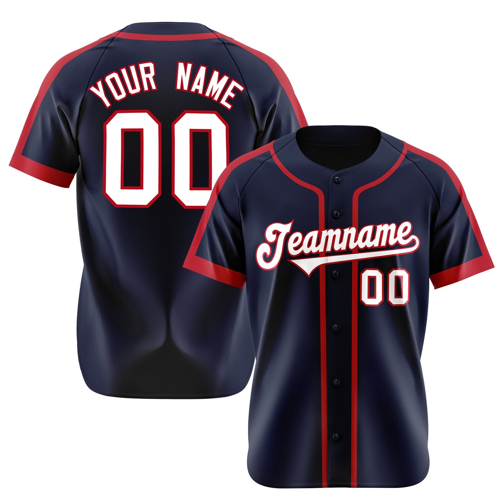 Custom Navy Red White Baseball Jersey