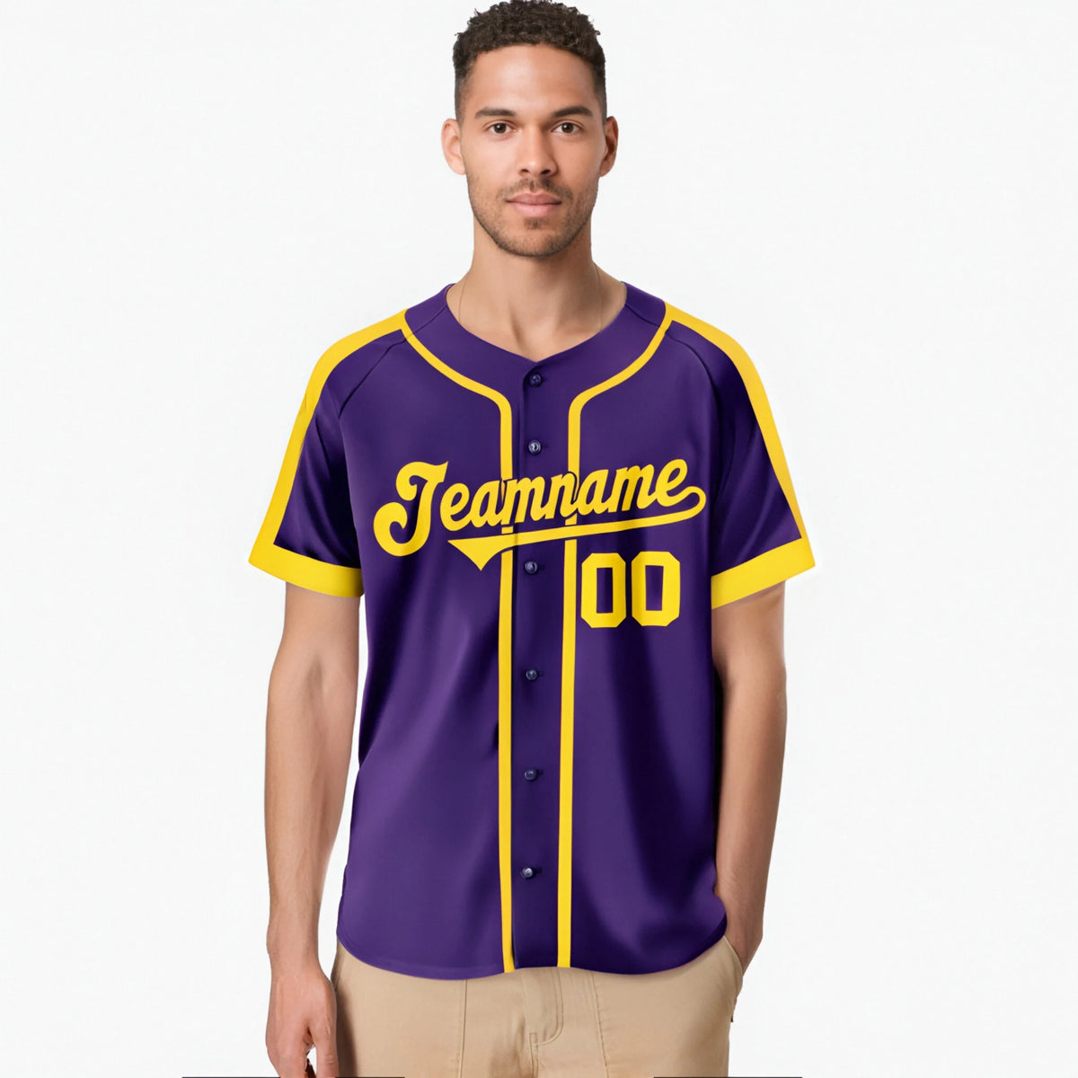 Custom Purple Yellow Baseball Jersey