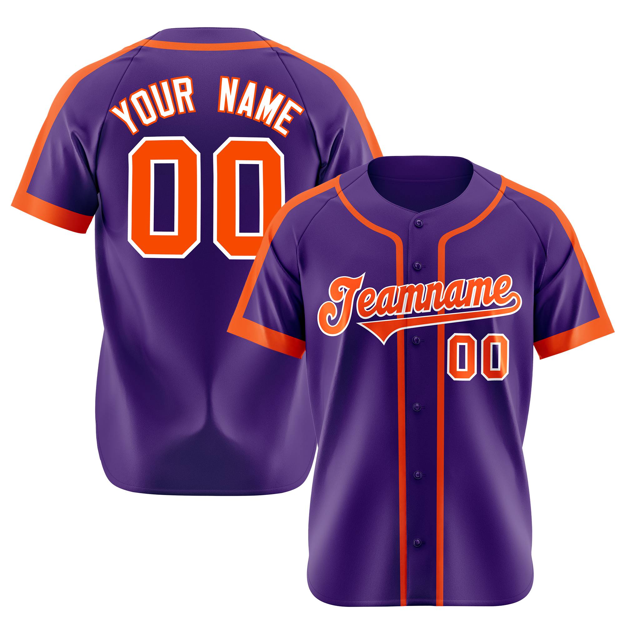 Custom Purple Orange White Baseball Jersey