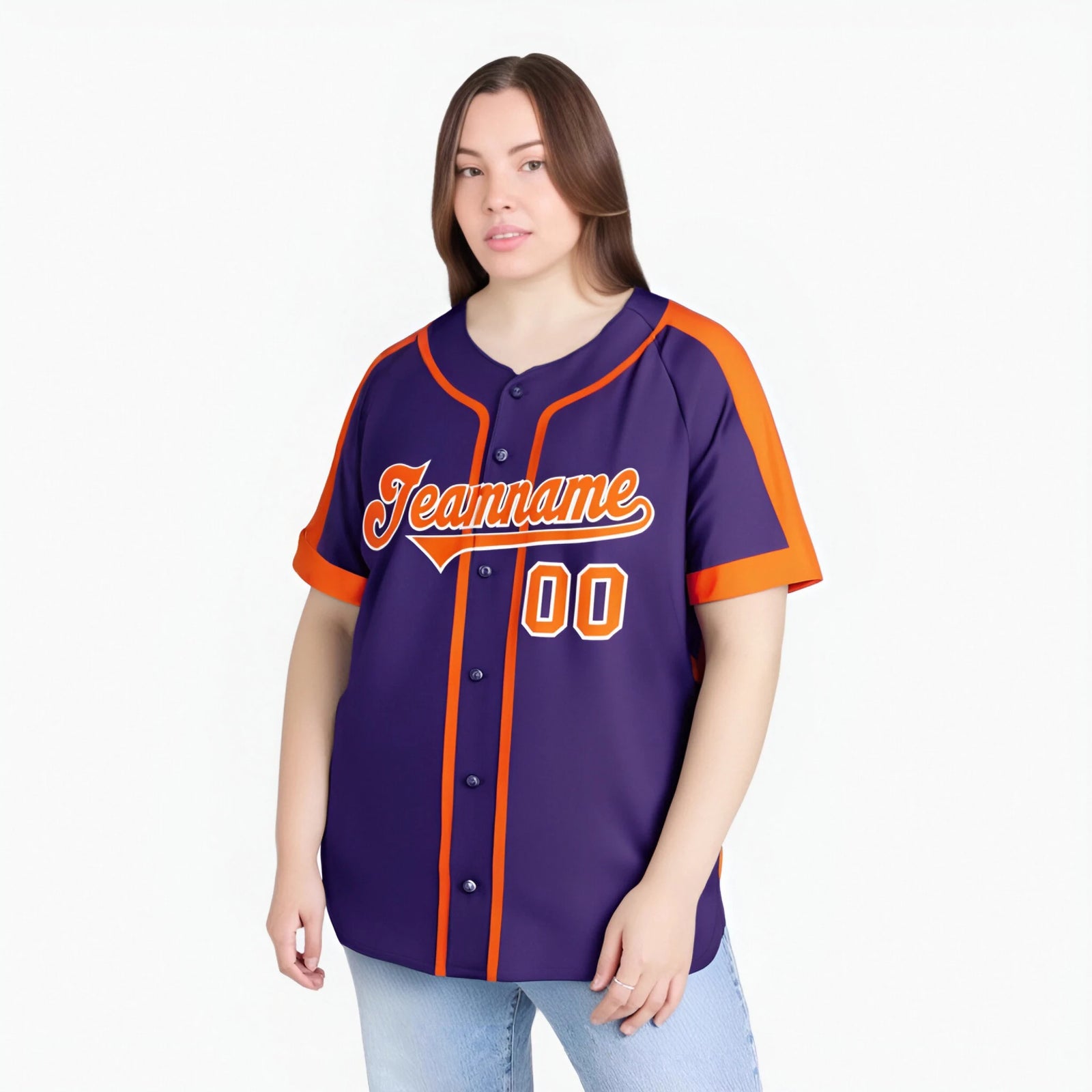 Custom Purple Orange White Baseball Jersey