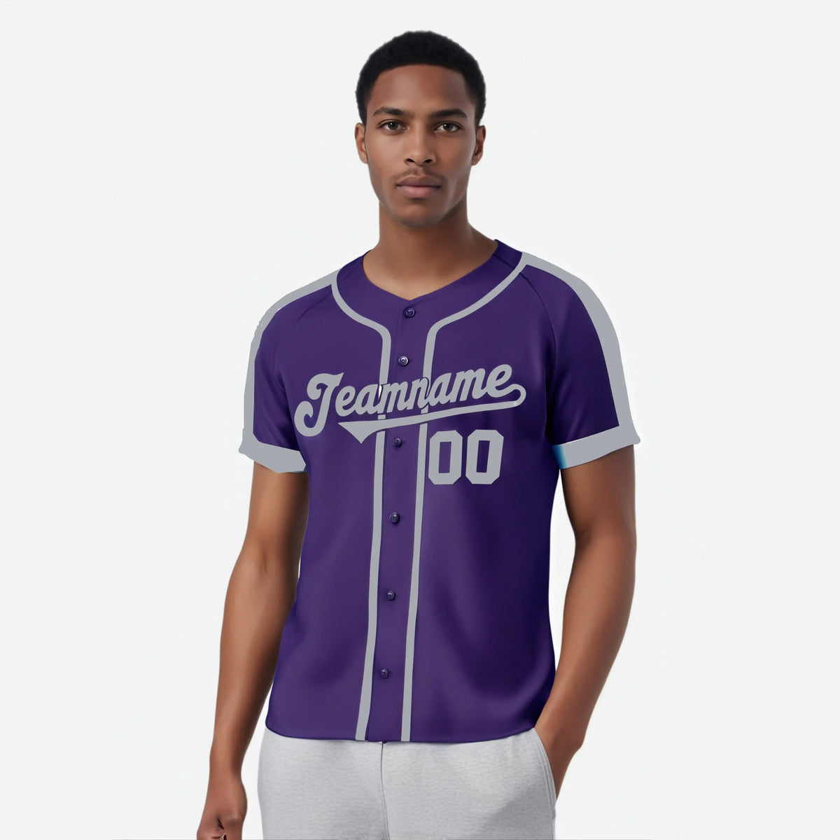 Custom Purple Gray Baseball Jersey