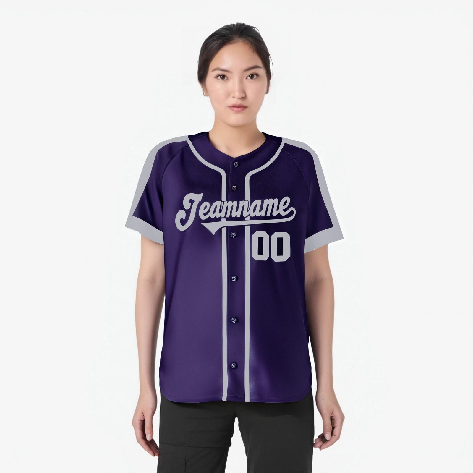 Custom Purple Gray Baseball Jersey
