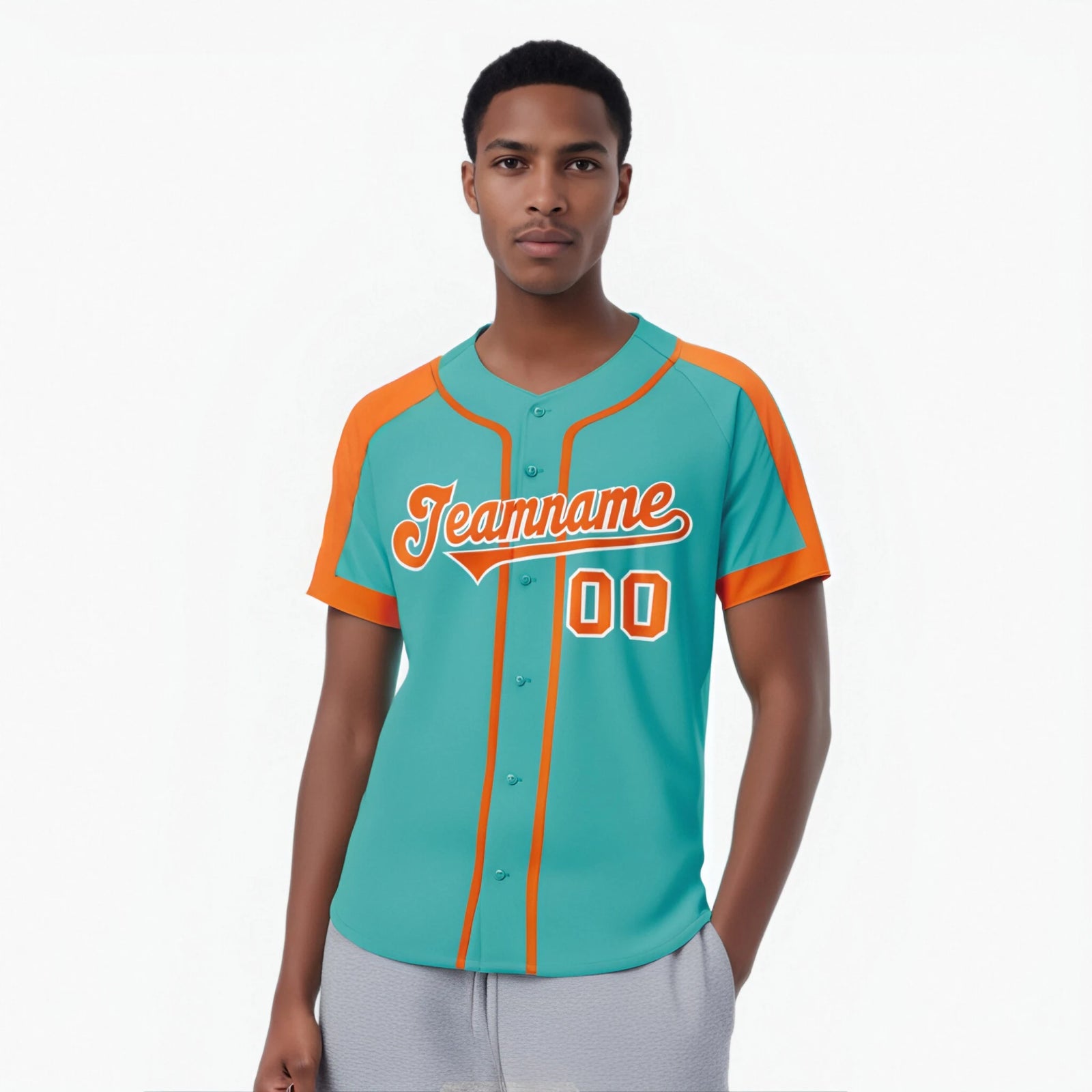 Custom Bright Green Orange White Baseball Jersey