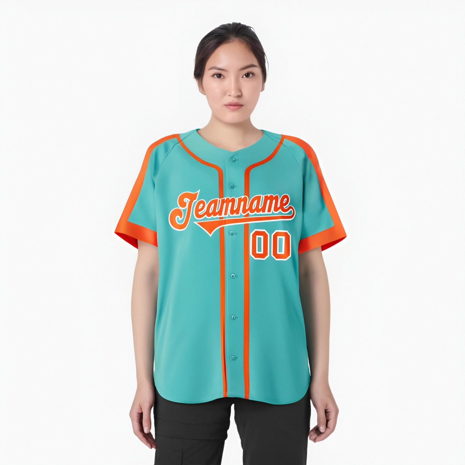 Custom Bright Green Orange White Baseball Jersey