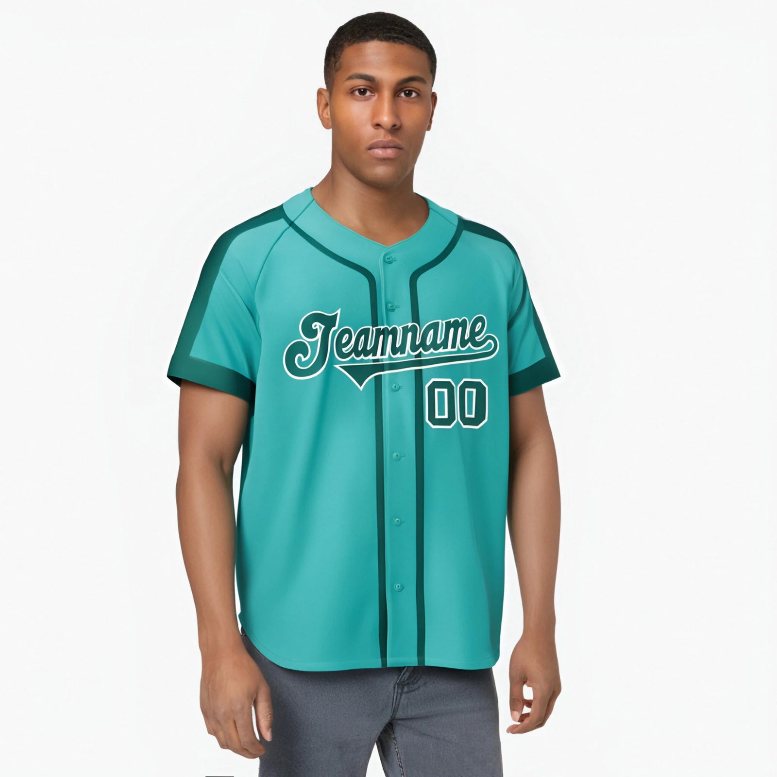 Custom Bright Green Aqua White Baseball Jersey