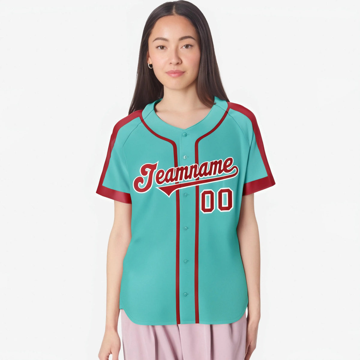 Custom Bright Green Red White Baseball Jersey