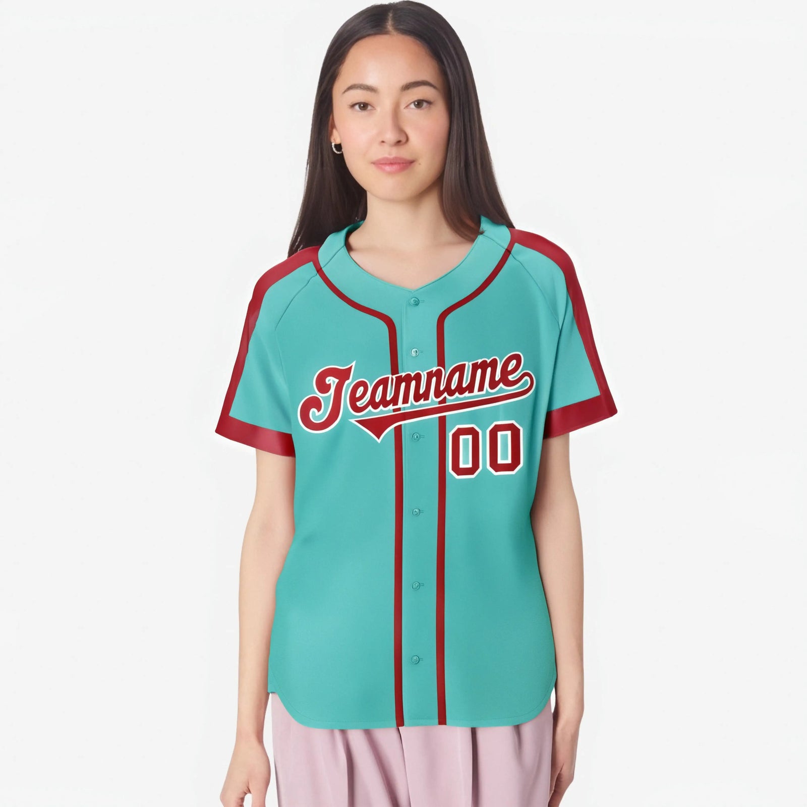 Custom Bright Green Red White Baseball Jersey