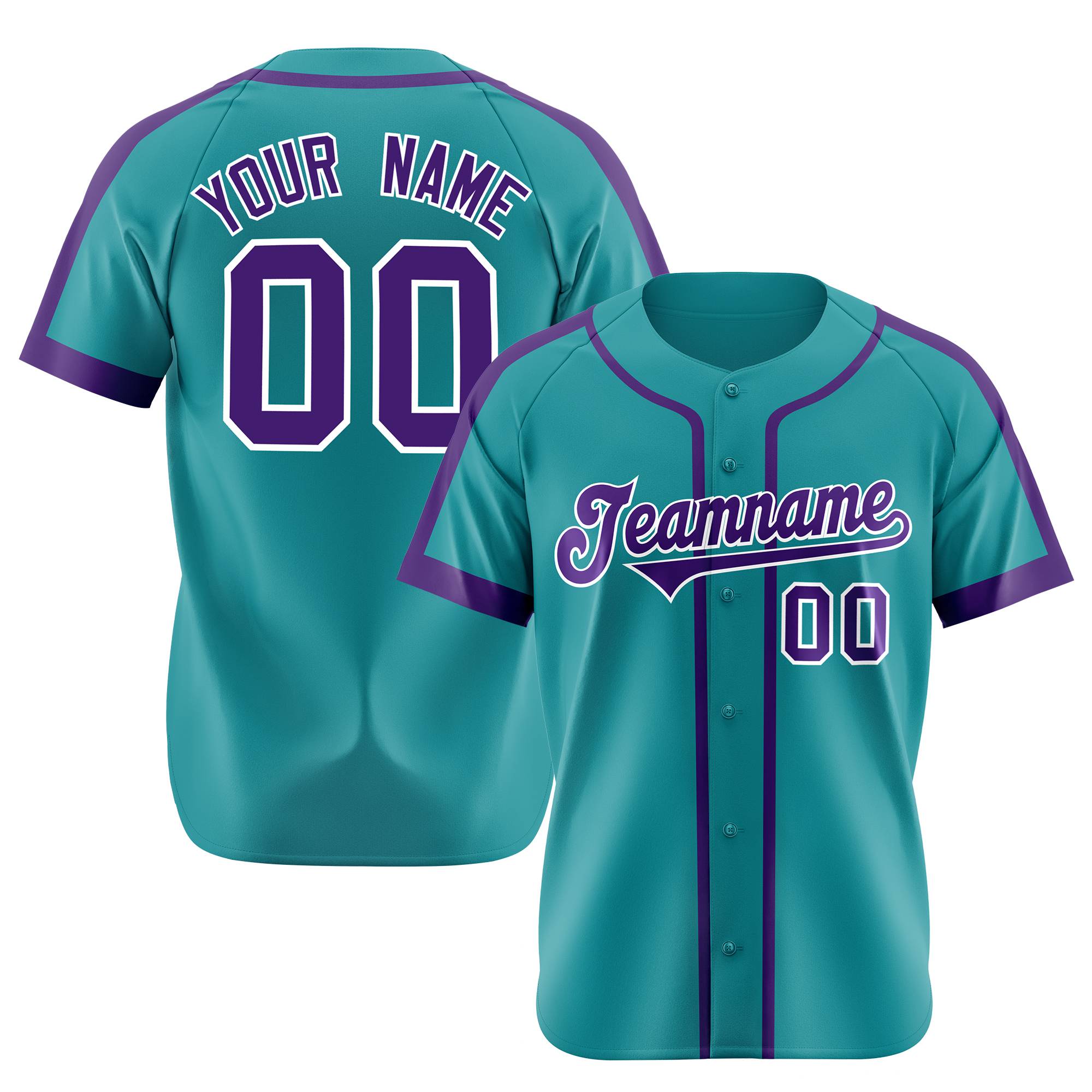 Custom Aqua Purple White Baseball Jersey