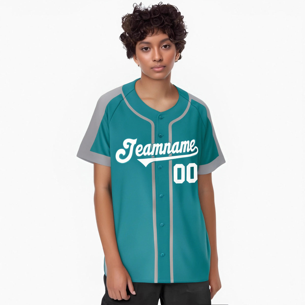 Custom Aqua Gray White Baseball Jersey