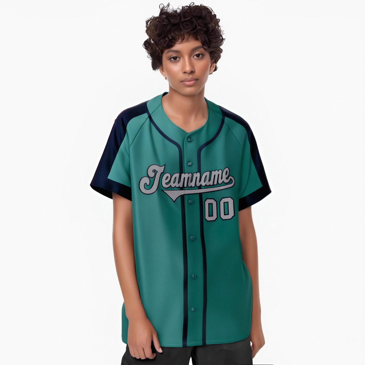 Custom Aqua Navy Gray Baseball Jersey