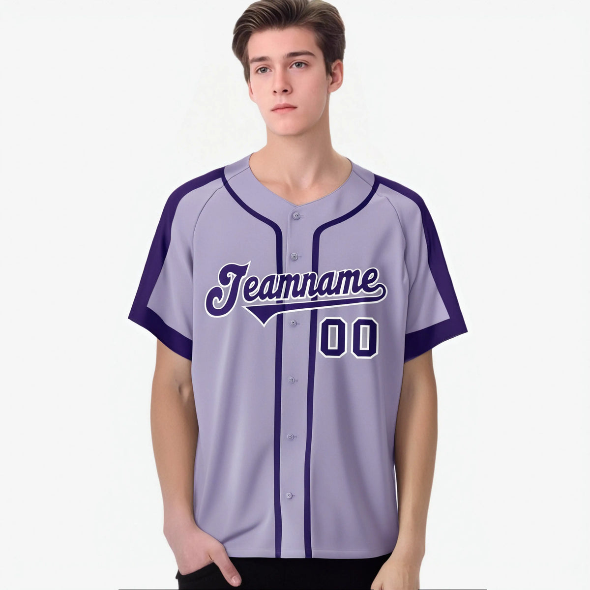Custom Purple White Baseball Jersey