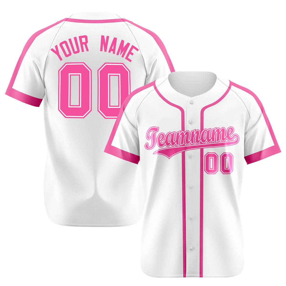 Custom White Pink Baseball Jersey Personalized For Adults Youth