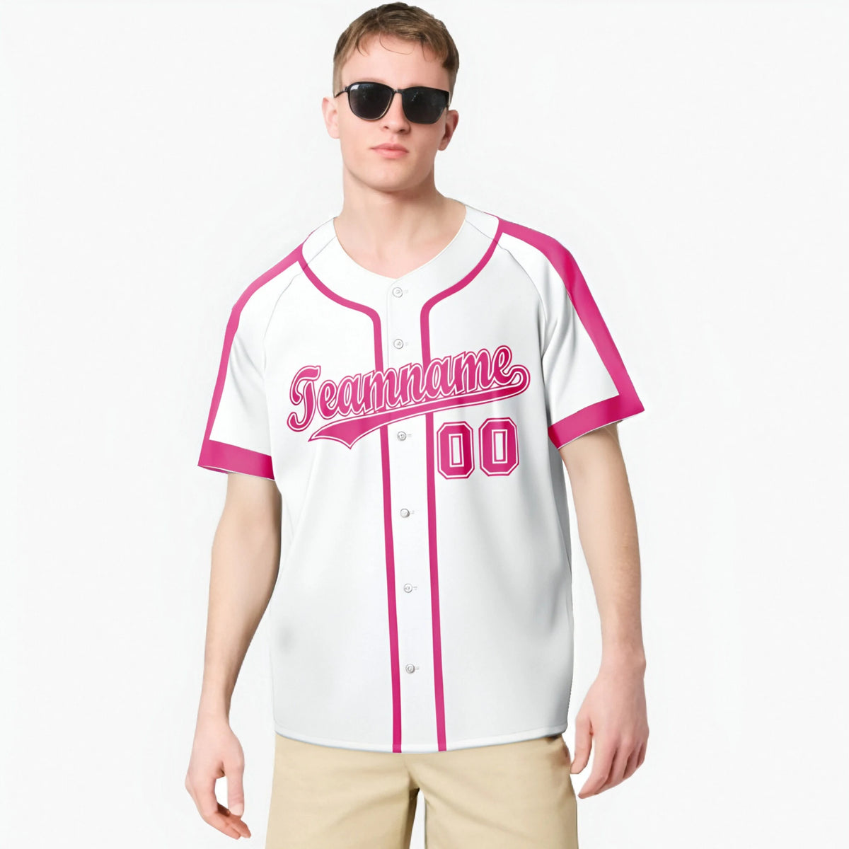 Custom White Pink Baseball Jersey Personalized For Adults Youth