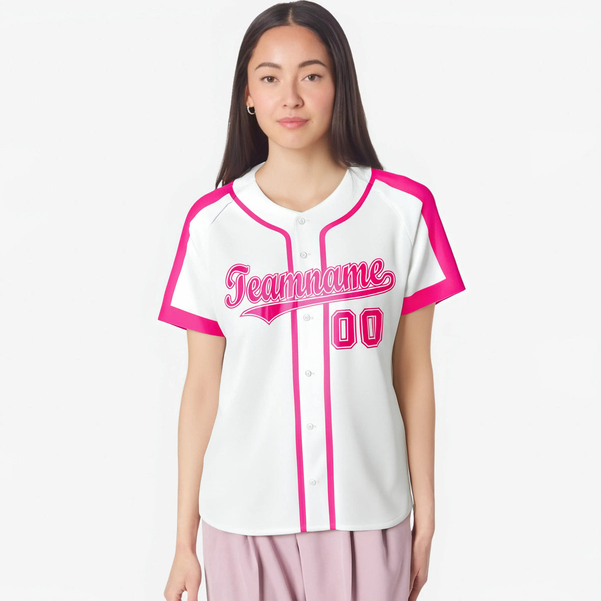 Custom White Pink Baseball Jersey Personalized For Adults Youth