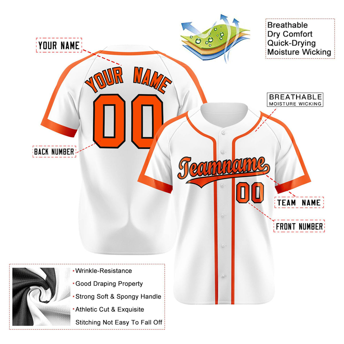 Custom White Bay Orange Black Baseball Jersey Personalized For Adults Youth