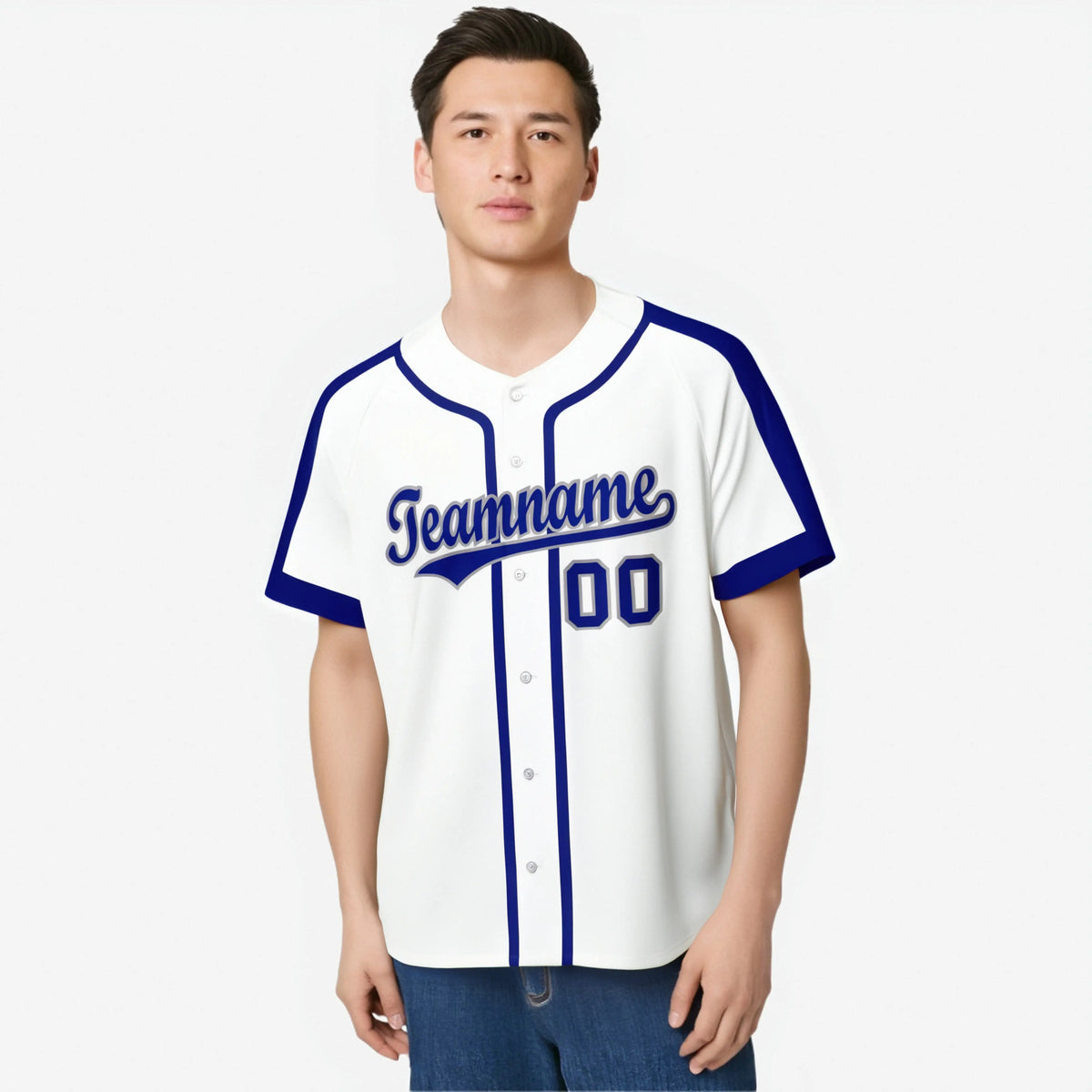 Custom White Blue Gray Baseball Jersey Personalized For Adults Youth