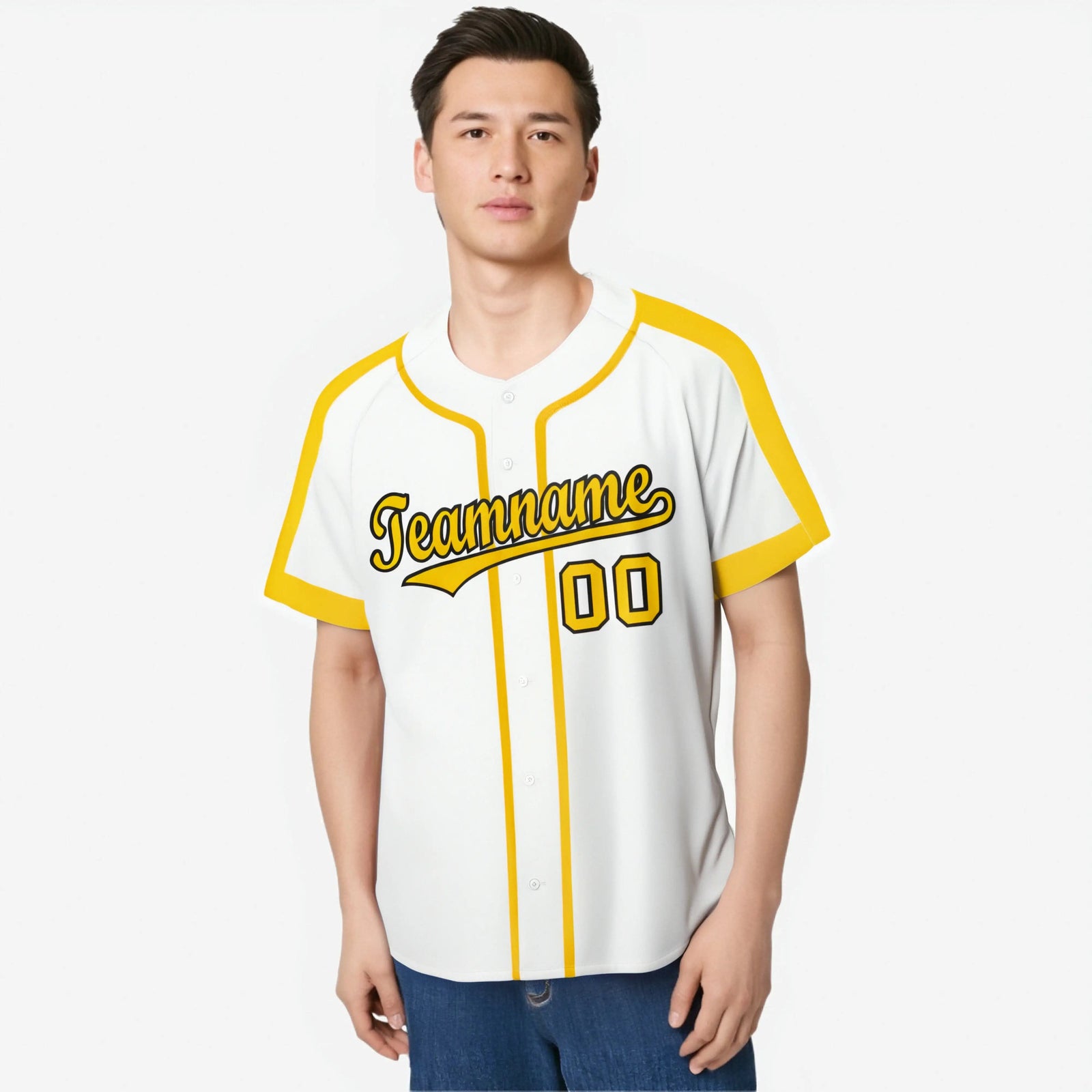 Custom White Gold Black Baseball Jersey Personalized For Adults Youth