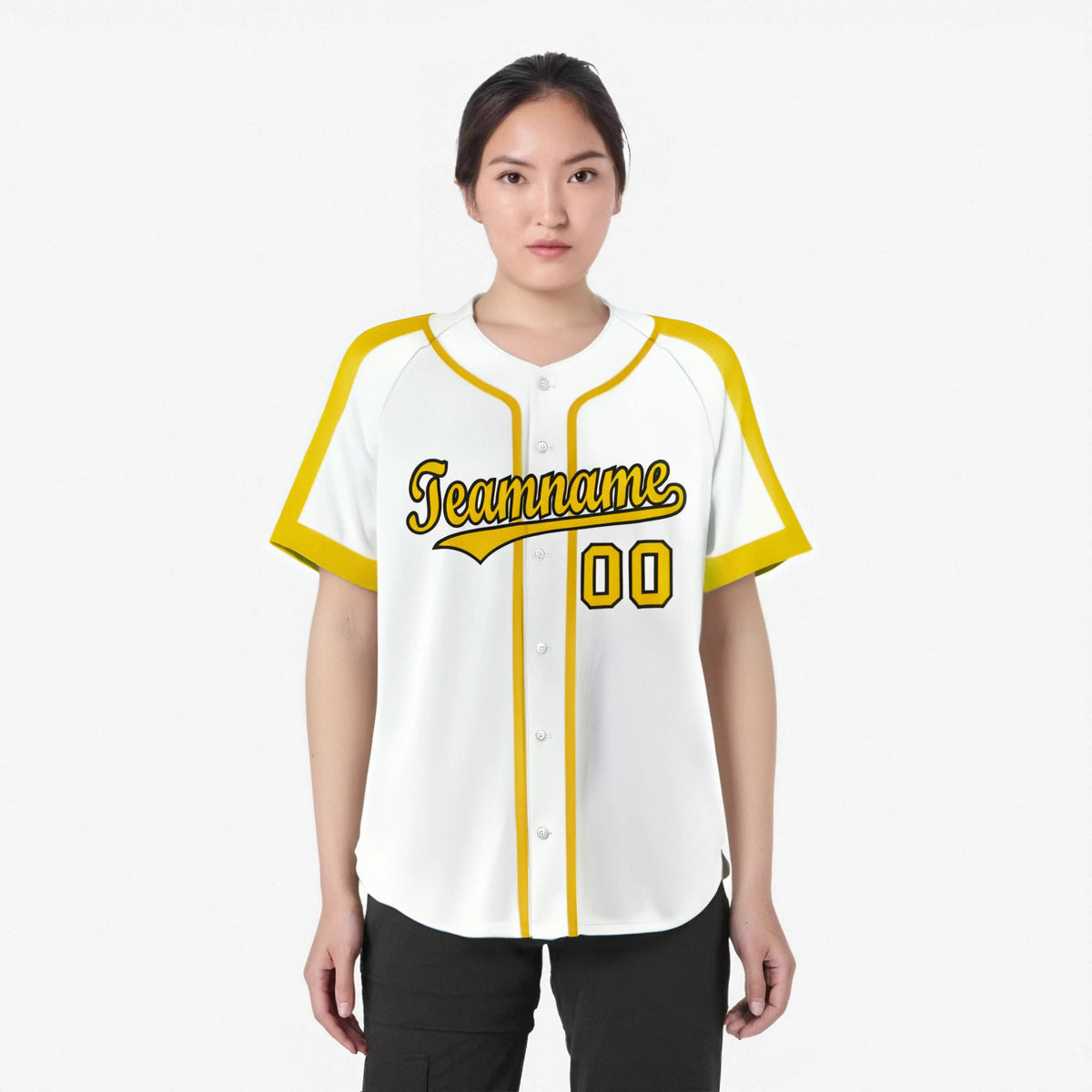 Custom White Gold Black Baseball Jersey Personalized For Adults Youth