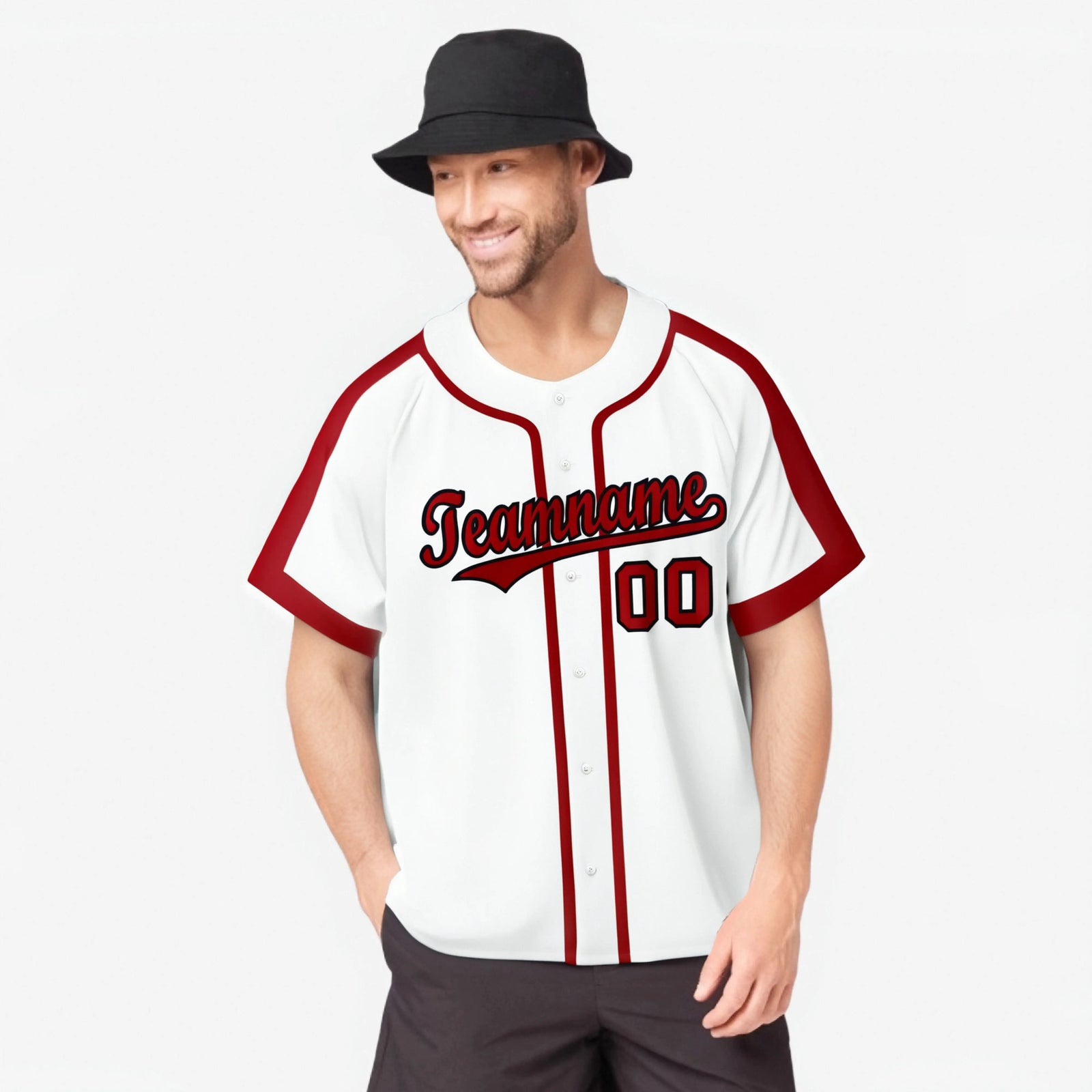 Custom White Red Black Baseball Jersey Personalized For Adults Youth