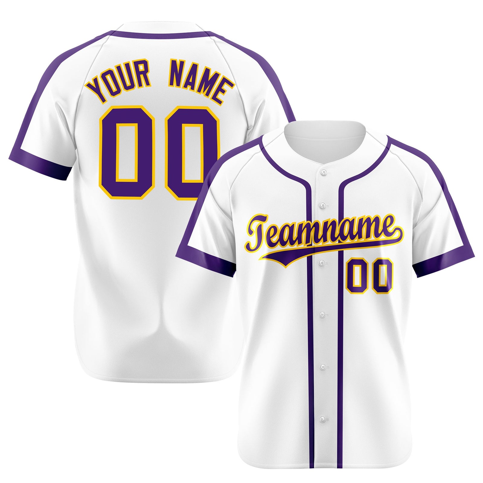 Custom White Purple Baseball Jersey Personalized For Adults Youth