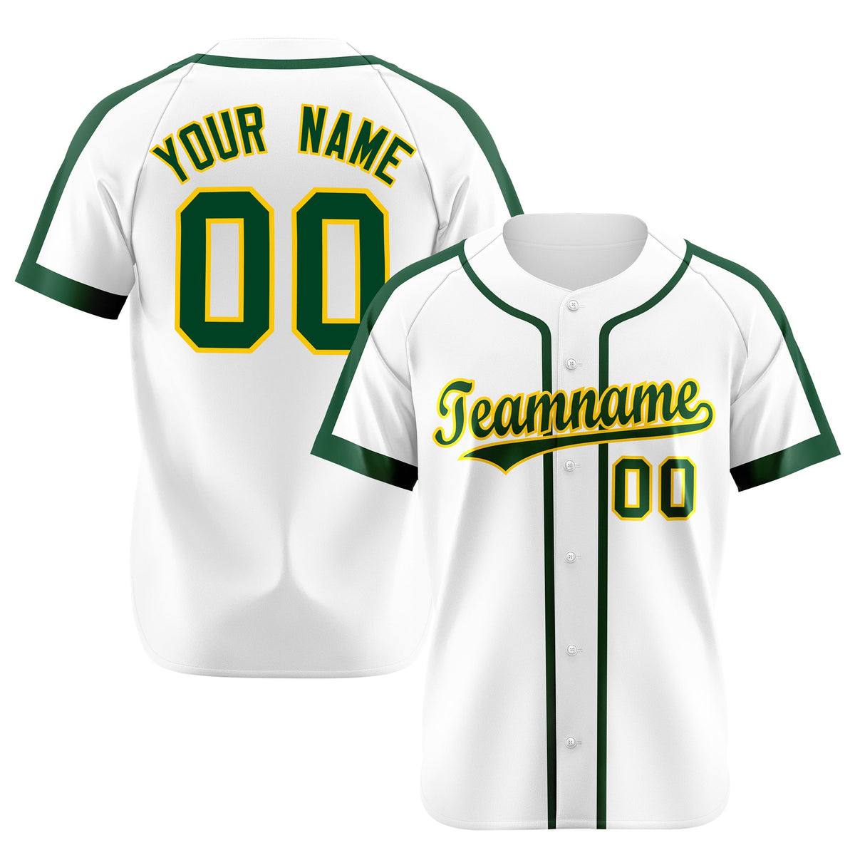 Custom White Green Baseball Jersey Personalized For Adults Youth