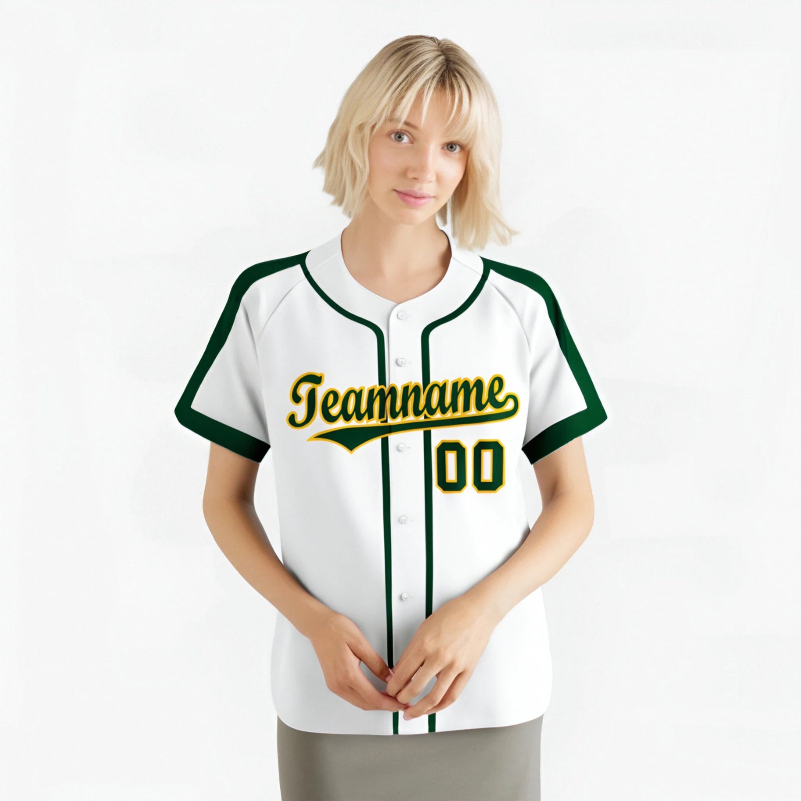 Custom White Green Baseball Jersey Personalized For Adults Youth
