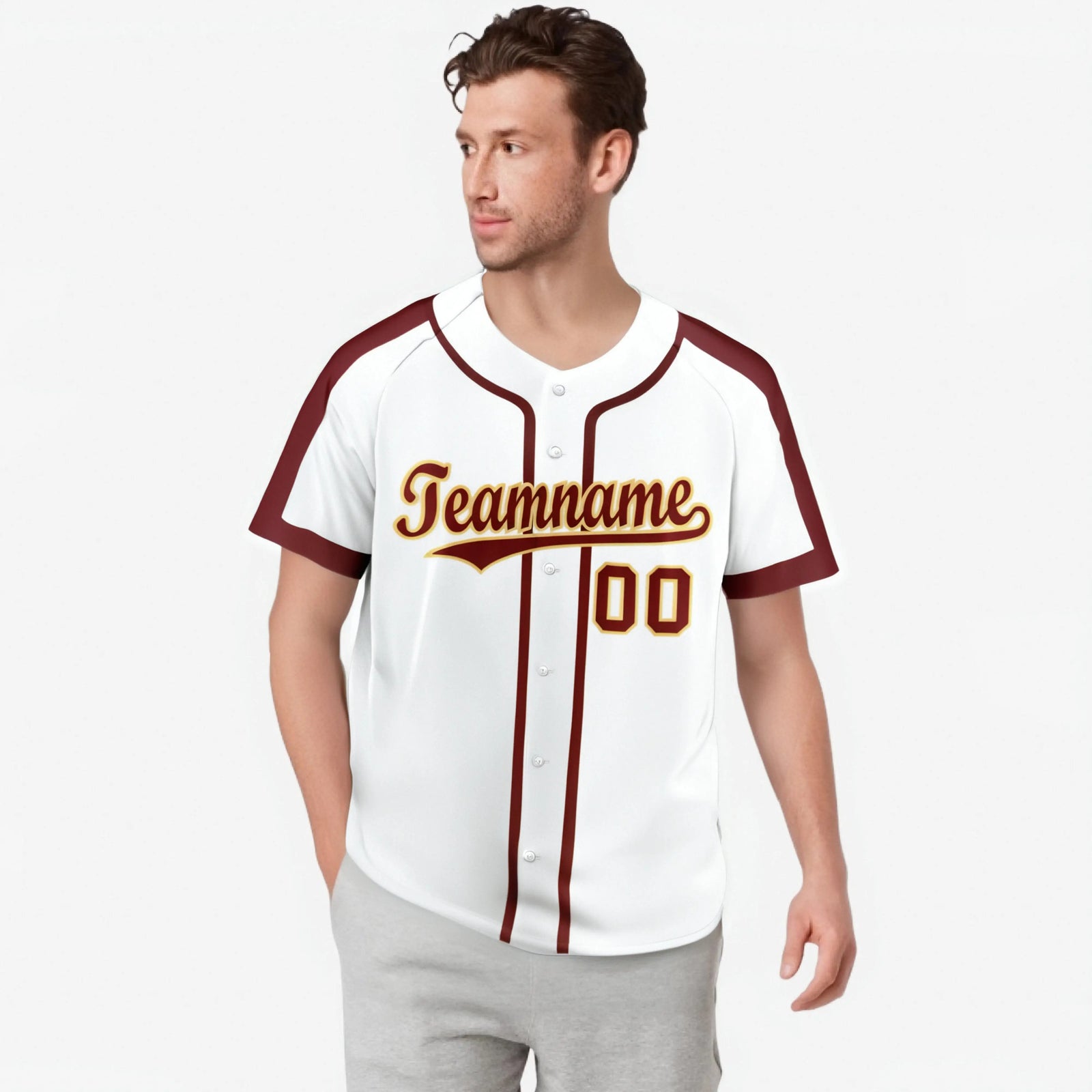 Custom White Crimson Gold Black Baseball Jersey Personalized For Adults Youth