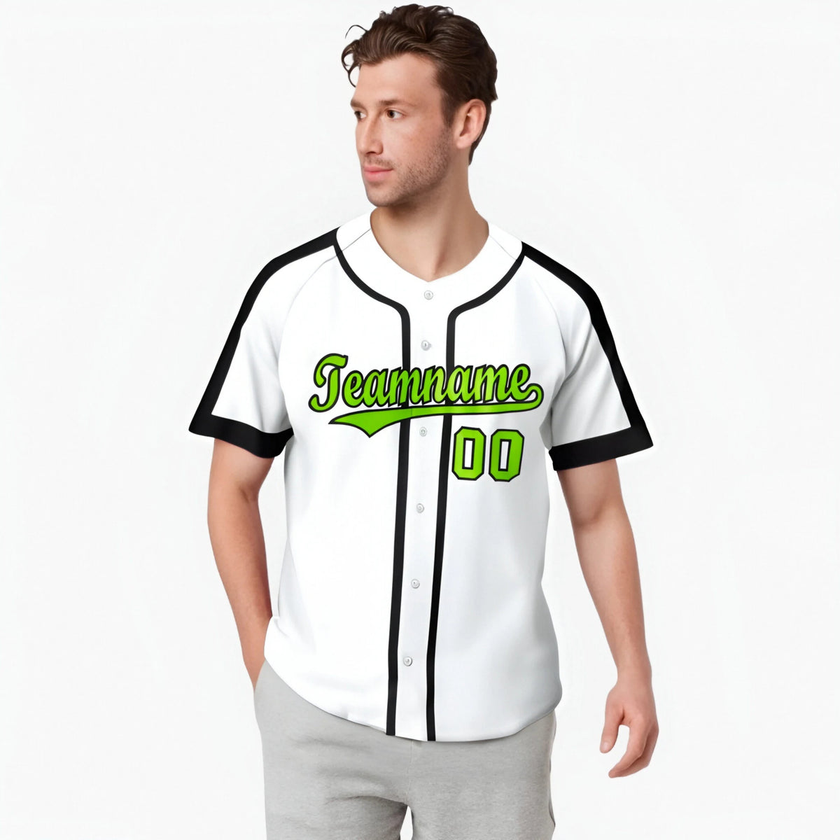 Custom White Green Black Baseball Jersey Personalized For Adults Youth