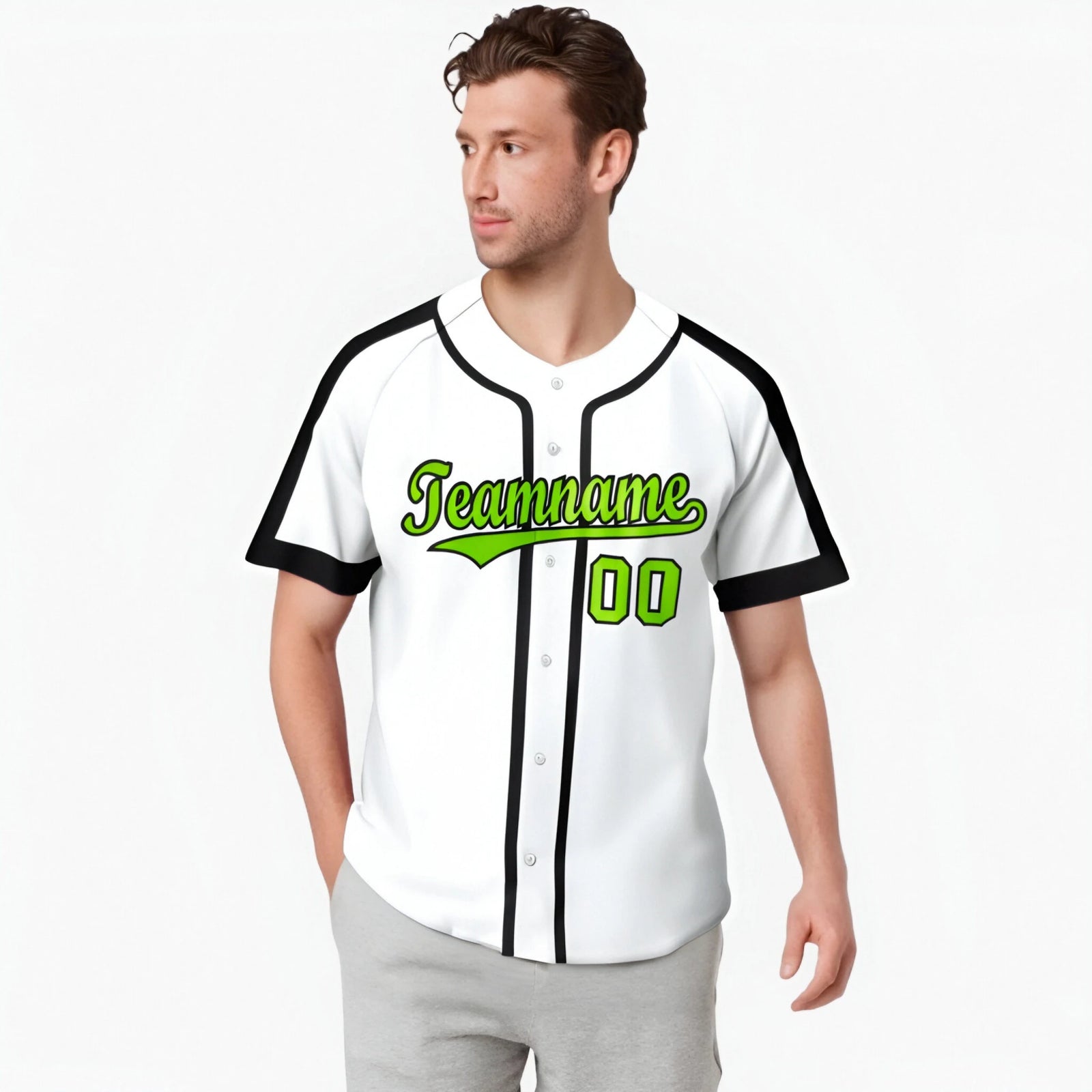 Custom White Green Black Baseball Jersey Personalized For Adults Youth