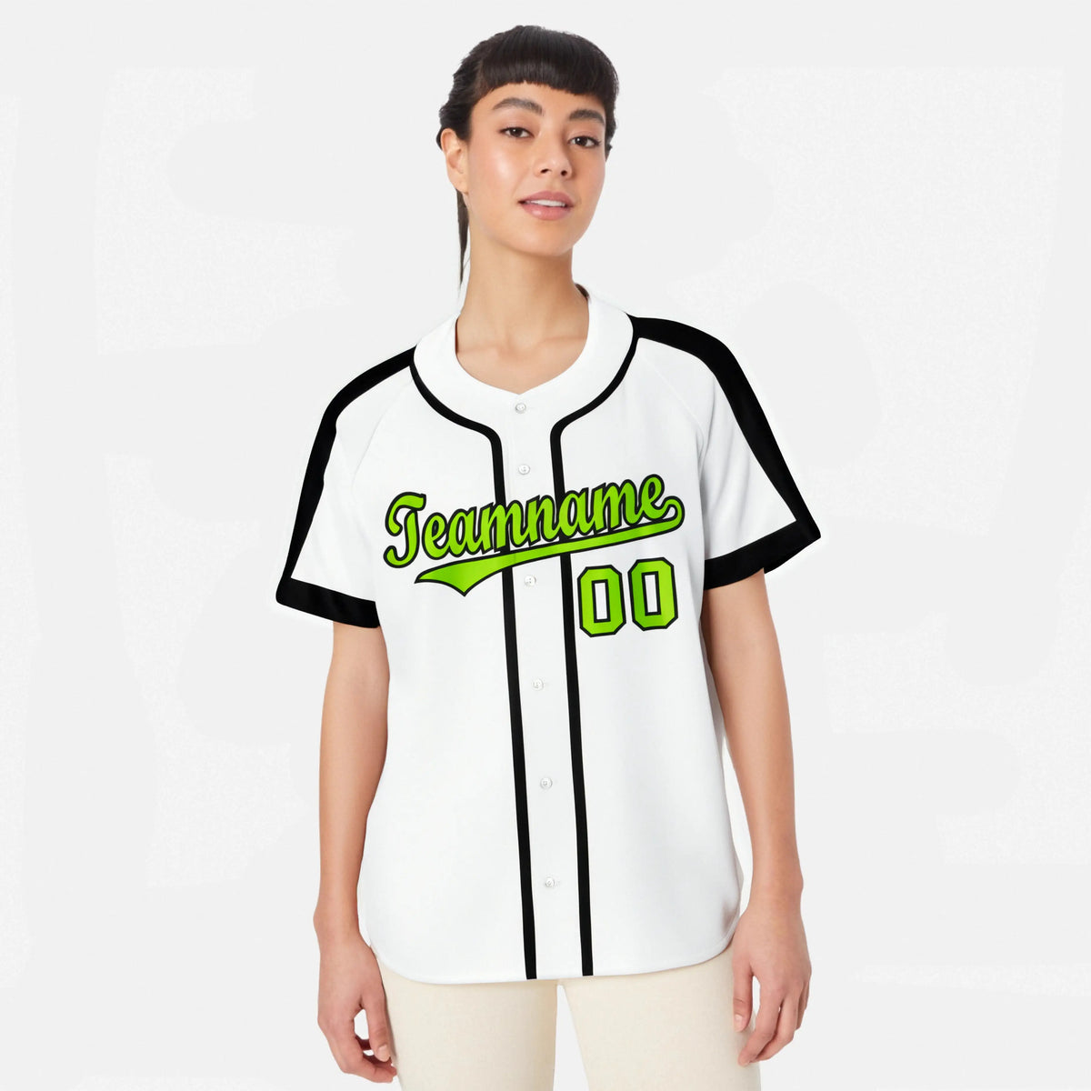 Custom White Green Black Baseball Jersey Personalized For Adults Youth