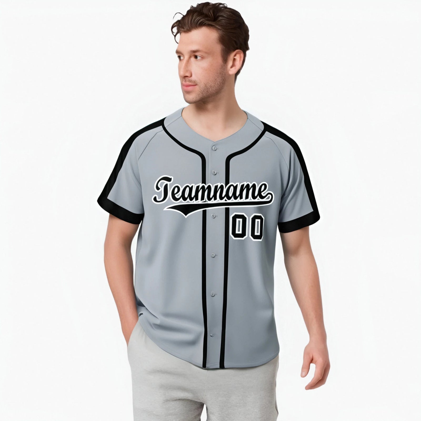 Custom Gray Black White Baseball Jersey Personalized For Adults Youth