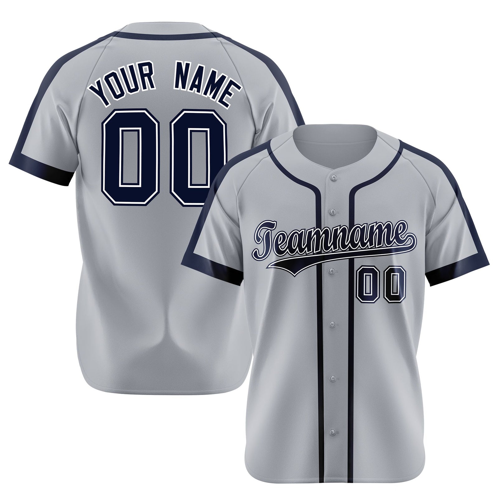 Custom Gray Navy White Baseball Jersey Personalized For Adults Youth